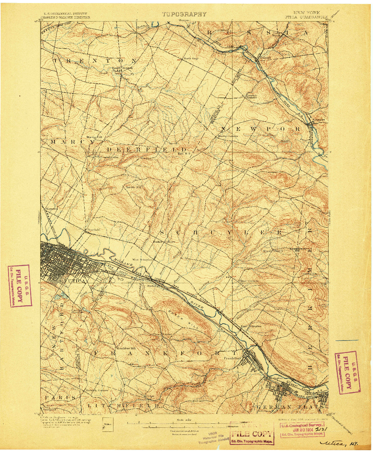 USGS 1:62500-SCALE QUADRANGLE FOR UTICA, NY 1900