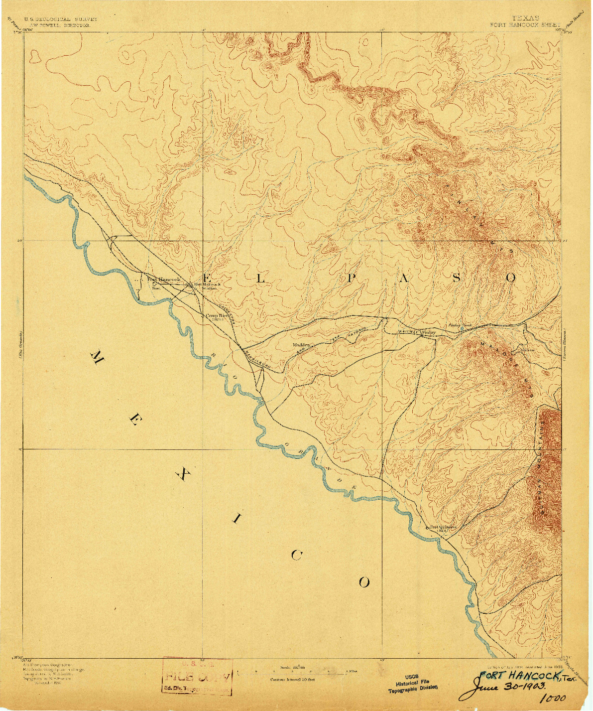 USGS 1:125000-SCALE QUADRANGLE FOR FORT HANCOCK, TX 1894