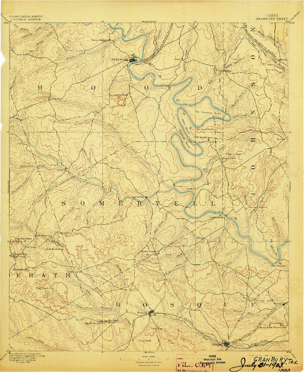 USGS 1:125000-SCALE QUADRANGLE FOR GRANBURY, TX 1889