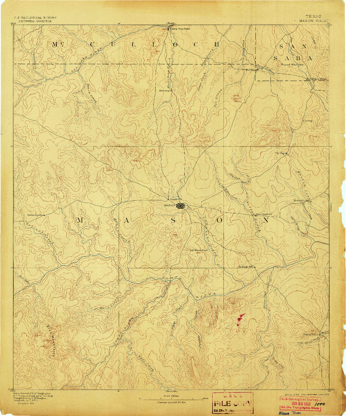 USGS 1:125000-SCALE QUADRANGLE FOR MASON, TX 1894