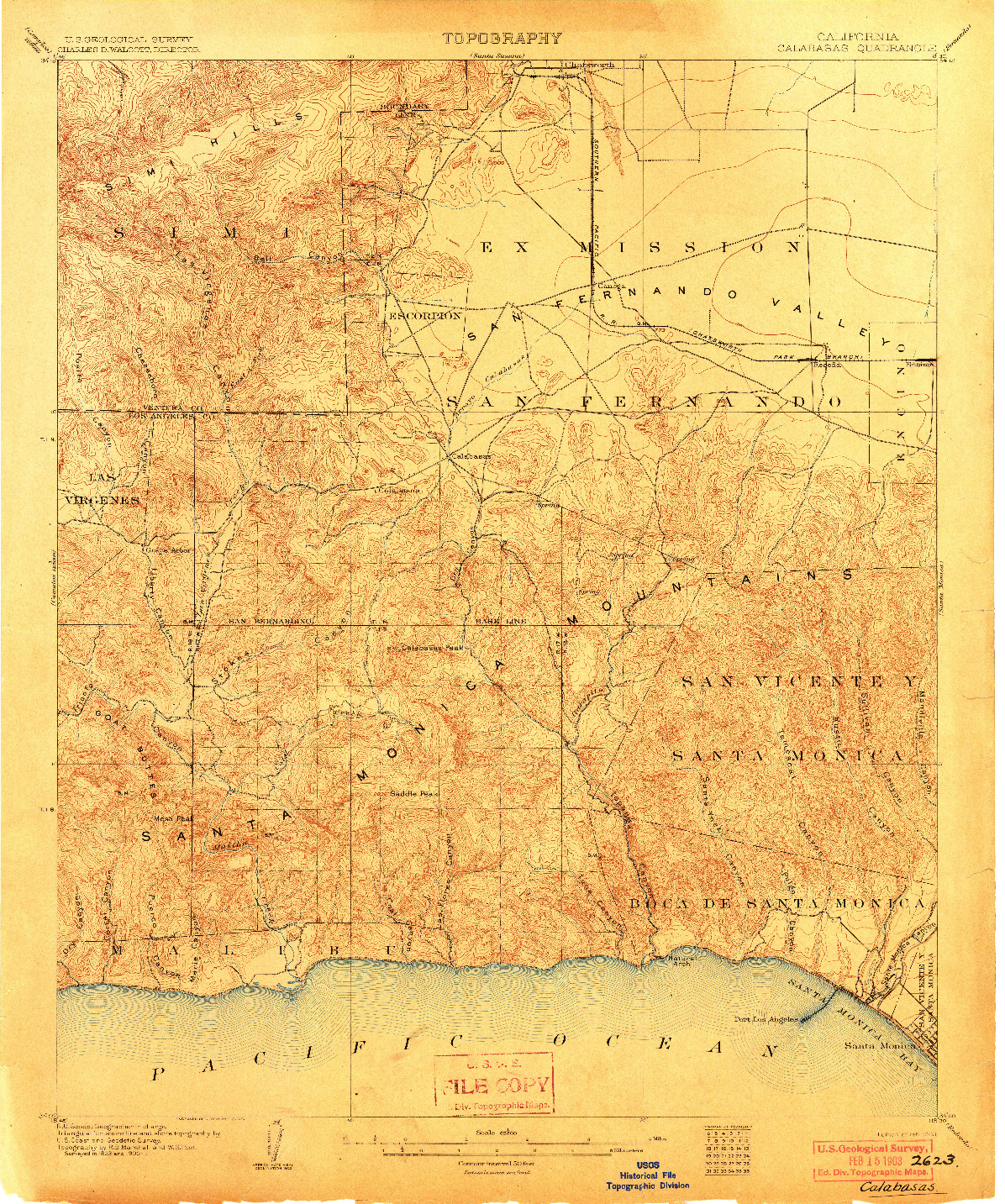 USGS 1:62500-SCALE QUADRANGLE FOR CALABASAS, CA 1903