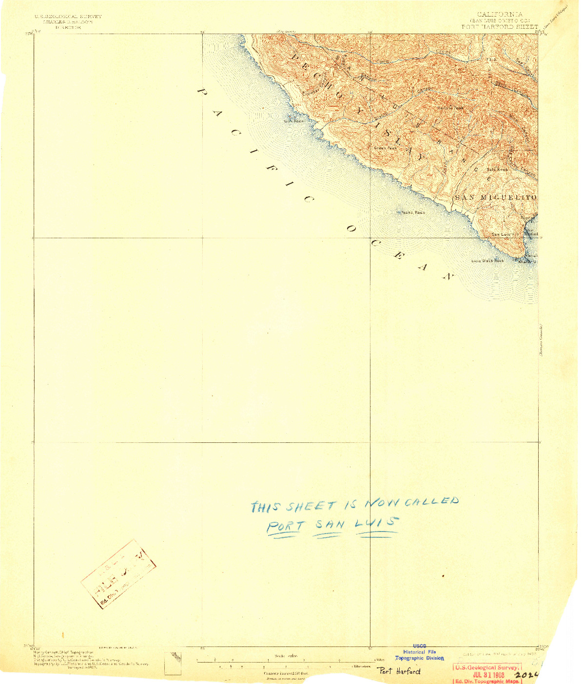 USGS 1:62500-SCALE QUADRANGLE FOR PORT HARFORD, CA 1897