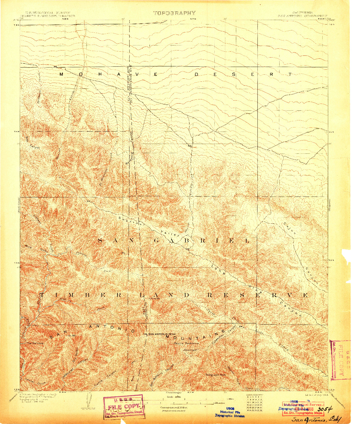 USGS 1:62500-SCALE QUADRANGLE FOR SAN ANTONIO, CA 1903