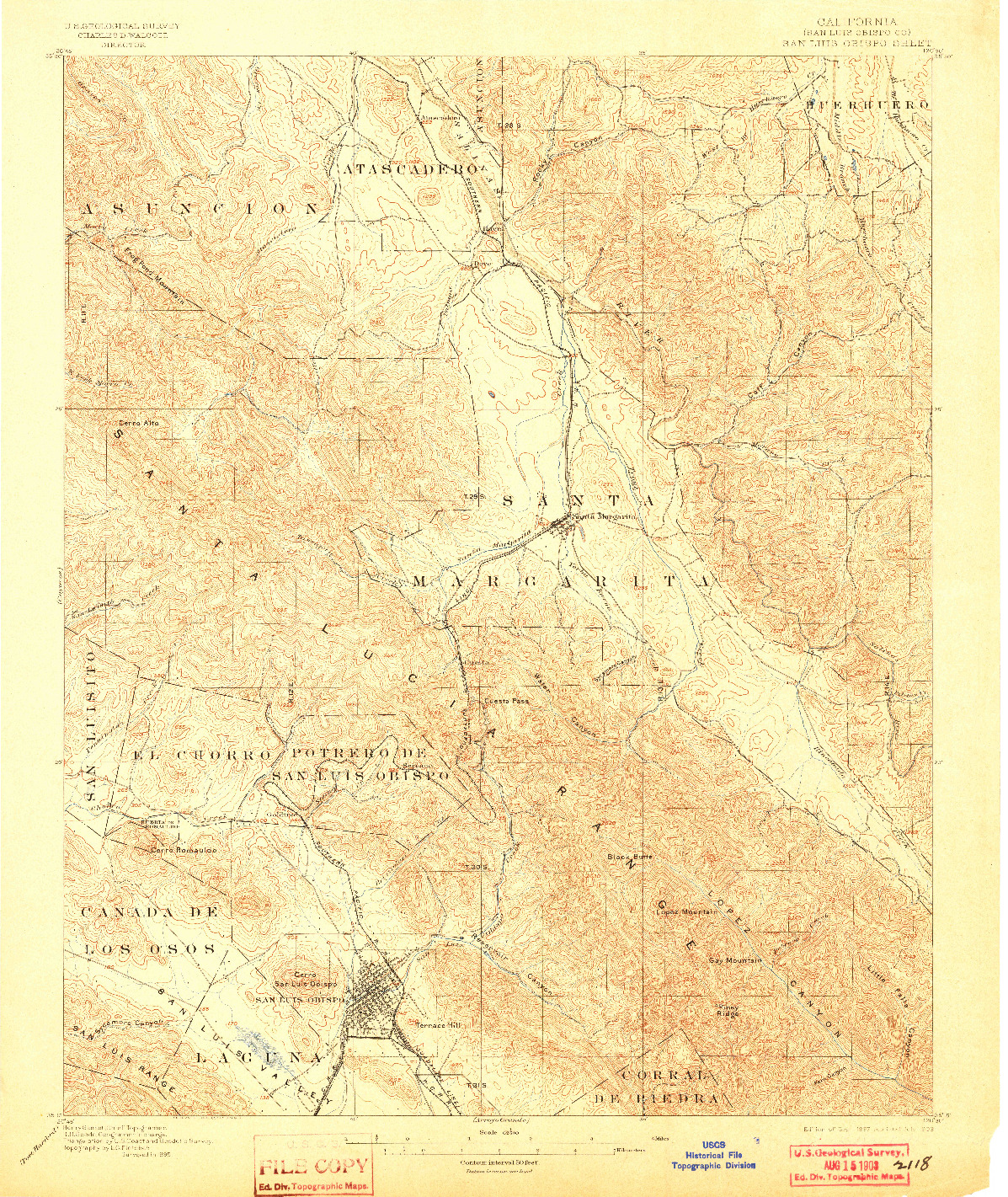 USGS 1:62500-SCALE QUADRANGLE FOR SAN LUIS OBISPO, CA 1897