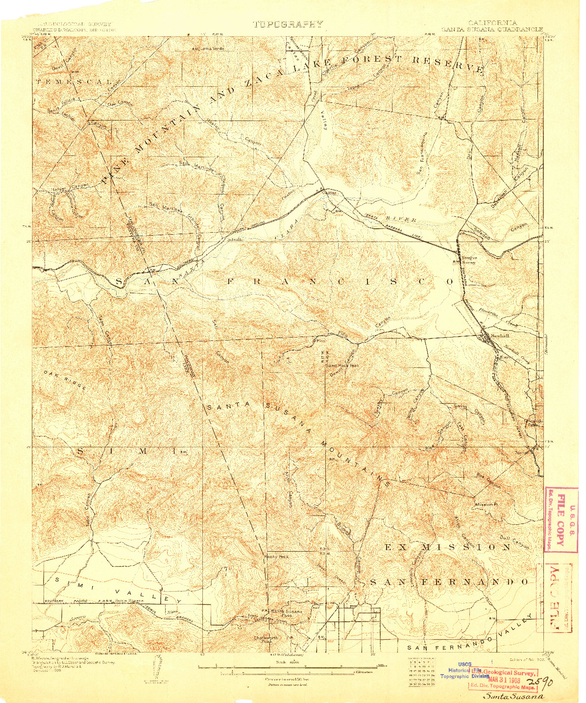 USGS 1:62500-SCALE QUADRANGLE FOR SANTA SUSANA, CA 1903