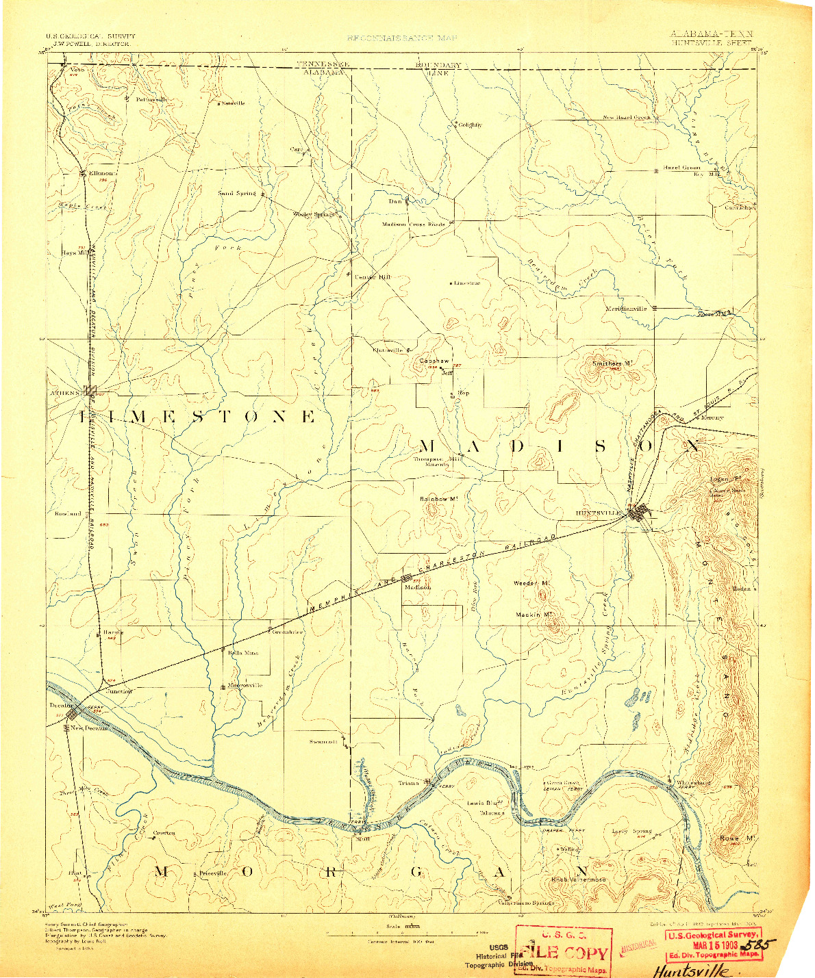 USGS 1:125000-SCALE QUADRANGLE FOR HUNTSVILLE, AL 1892