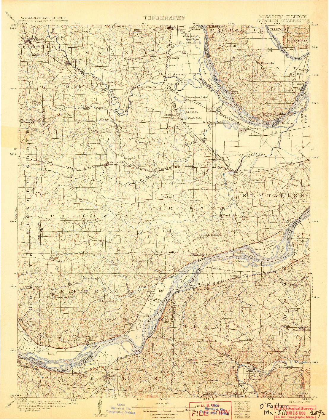 USGS 1:125000-SCALE QUADRANGLE FOR O'FALLON, MO 1903