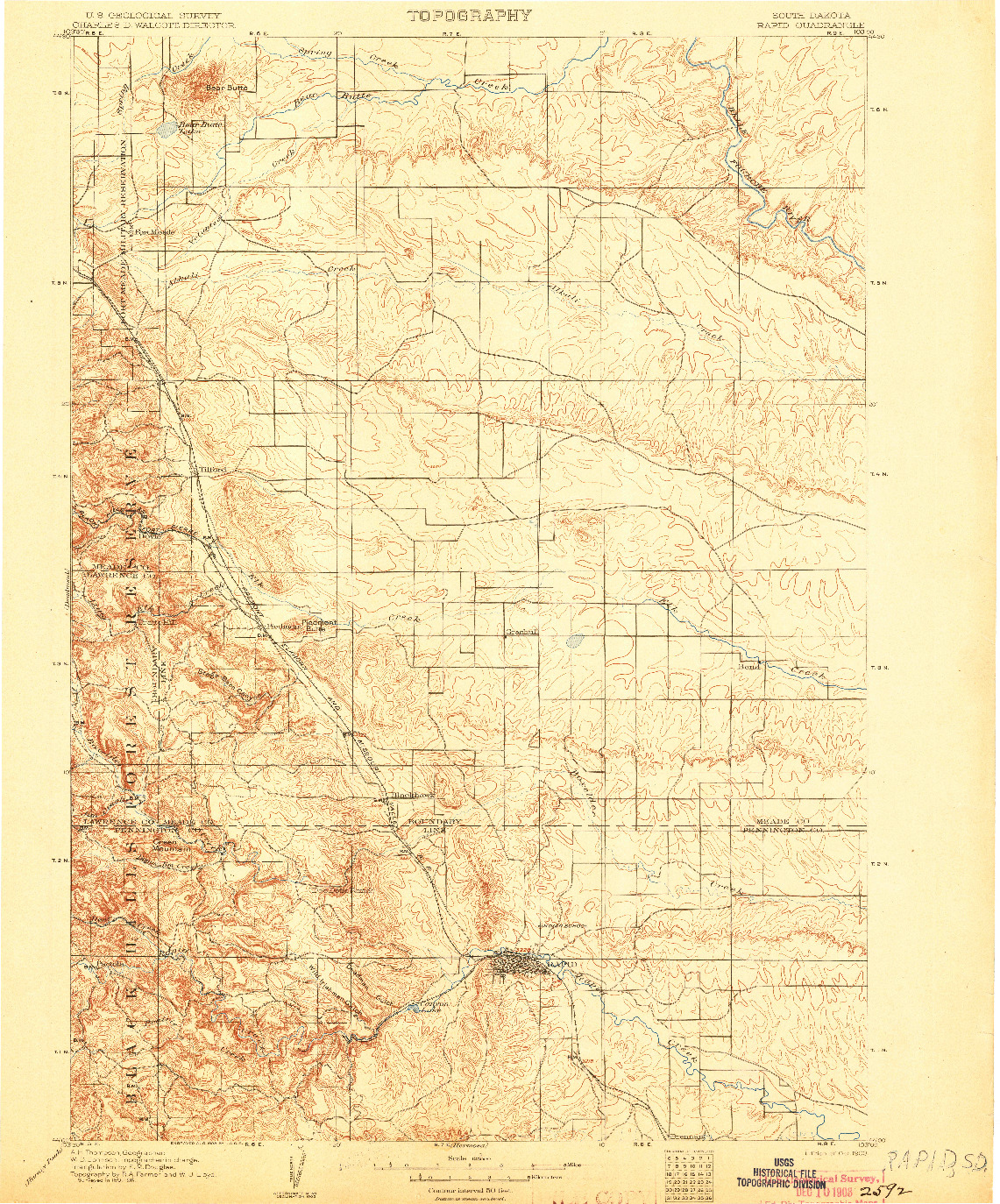 USGS 1:125000-SCALE QUADRANGLE FOR RAPID, SD 1903