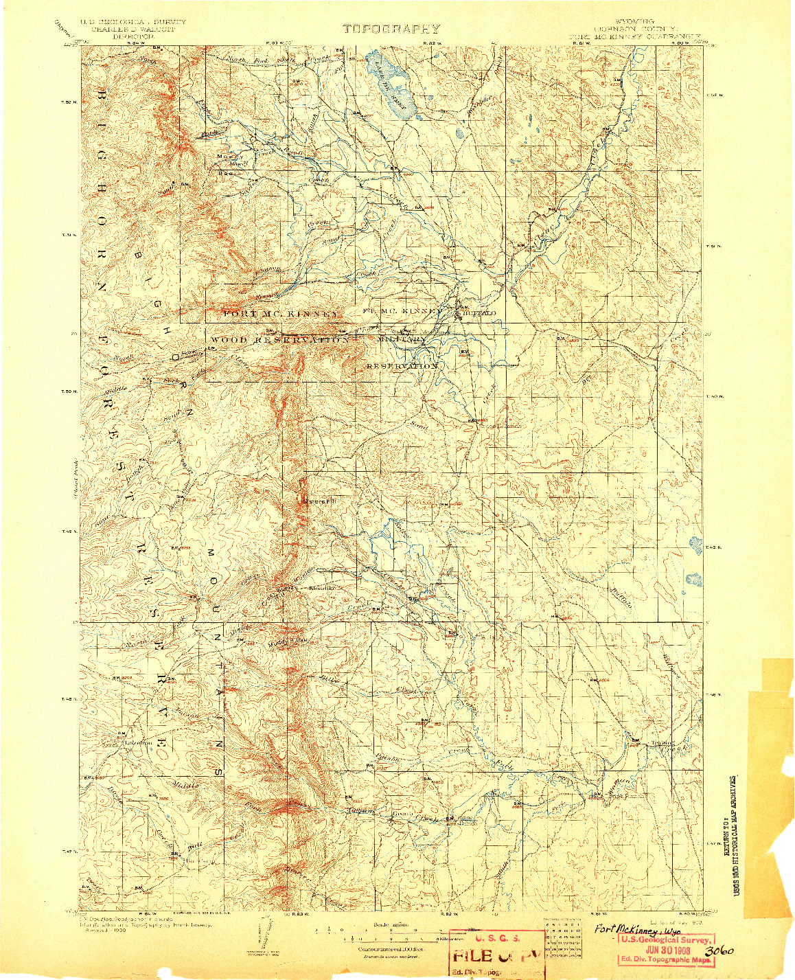 USGS 1:125000-SCALE QUADRANGLE FOR FORT MCKINNEY, WY 1903