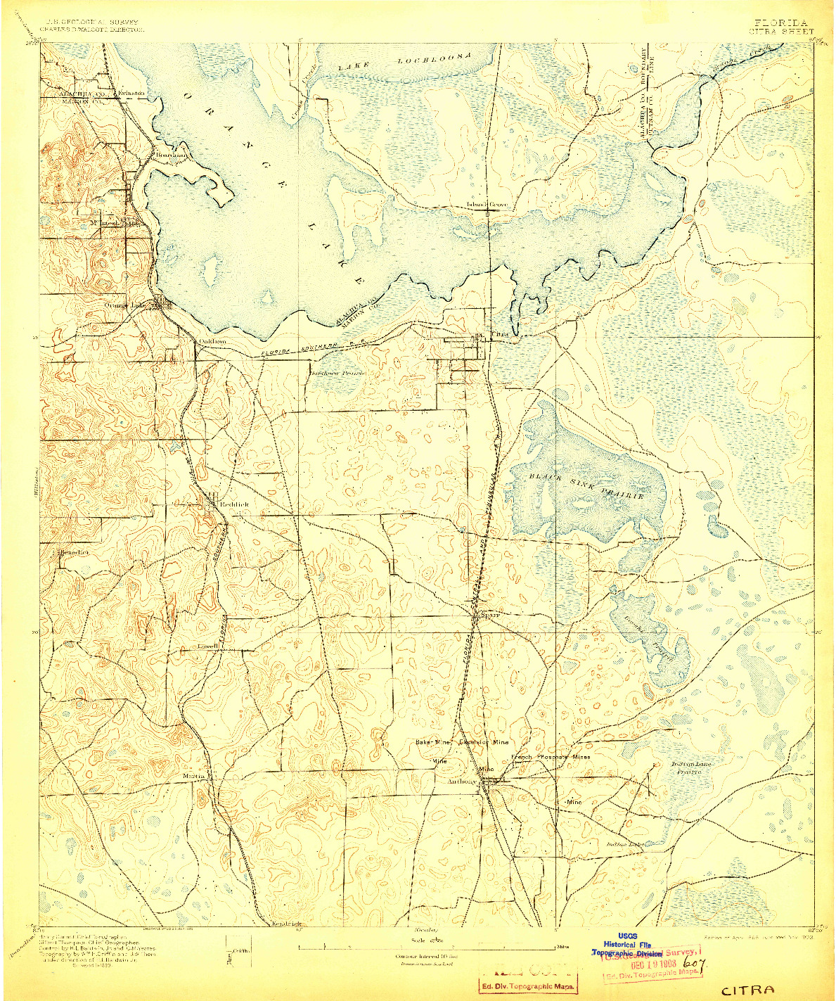 USGS 1:62500-SCALE QUADRANGLE FOR CITRA, FL 1895