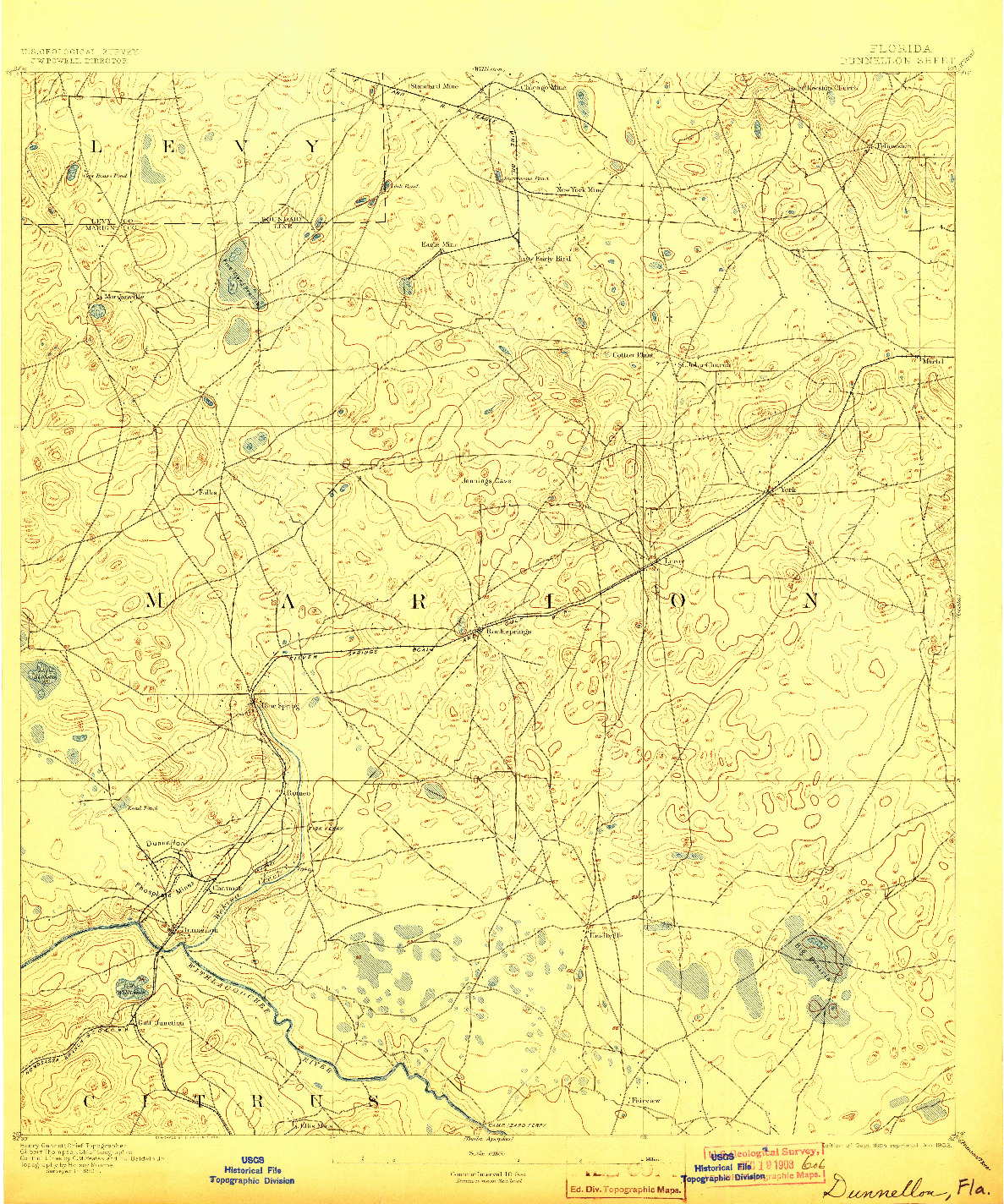 USGS 1:62500-SCALE QUADRANGLE FOR DUNNELLON, FL 1894