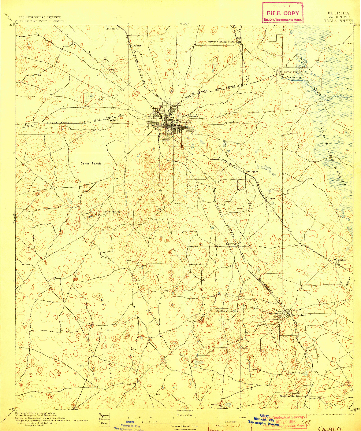 USGS 1:62500-SCALE QUADRANGLE FOR OCALA, FL 1895