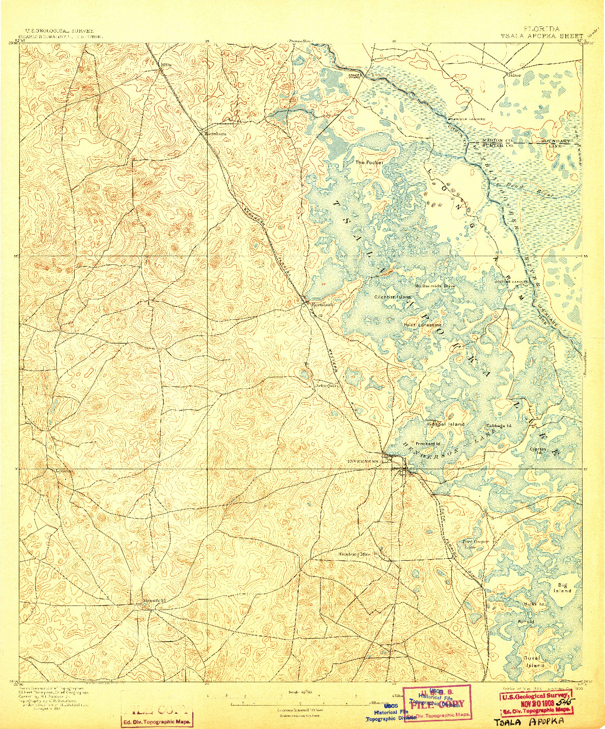 USGS 1:62500-SCALE QUADRANGLE FOR TSALA APOPKA, FL 1895