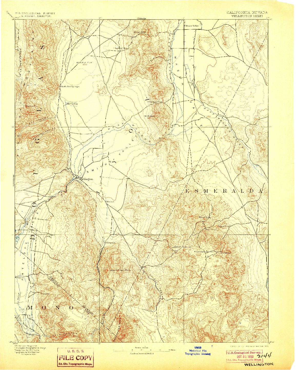 USGS 1:125000-SCALE QUADRANGLE FOR WELLINGTON, CA 1893