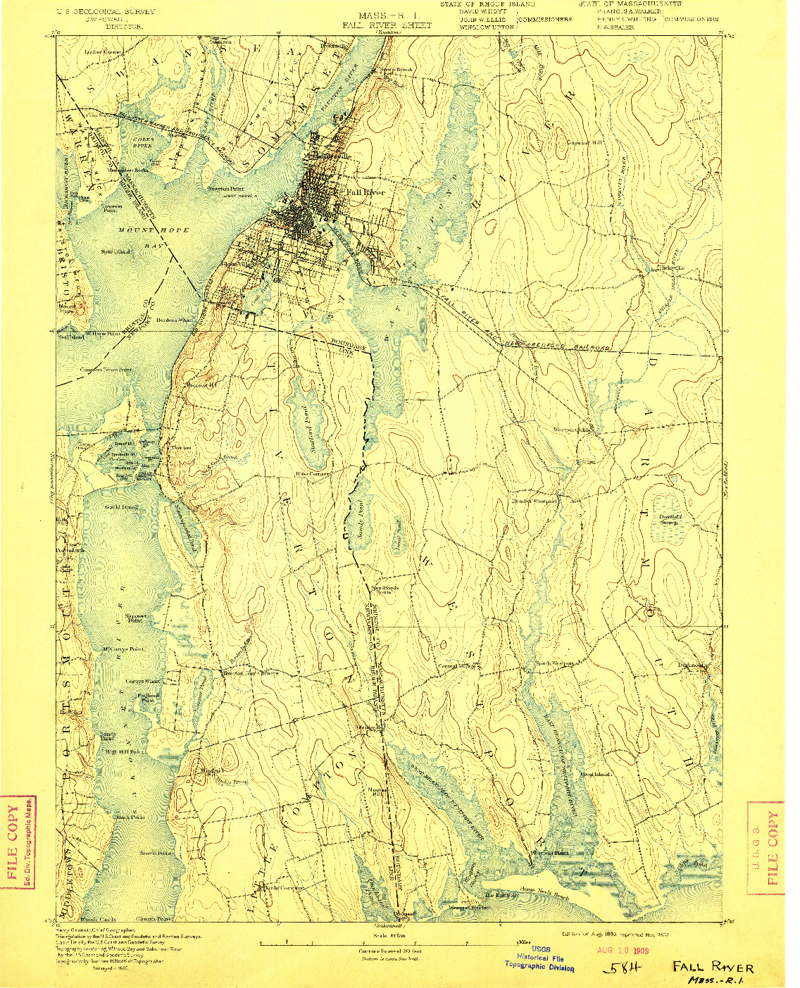 USGS 1:62500-SCALE QUADRANGLE FOR FALL RIVER, MA 1893