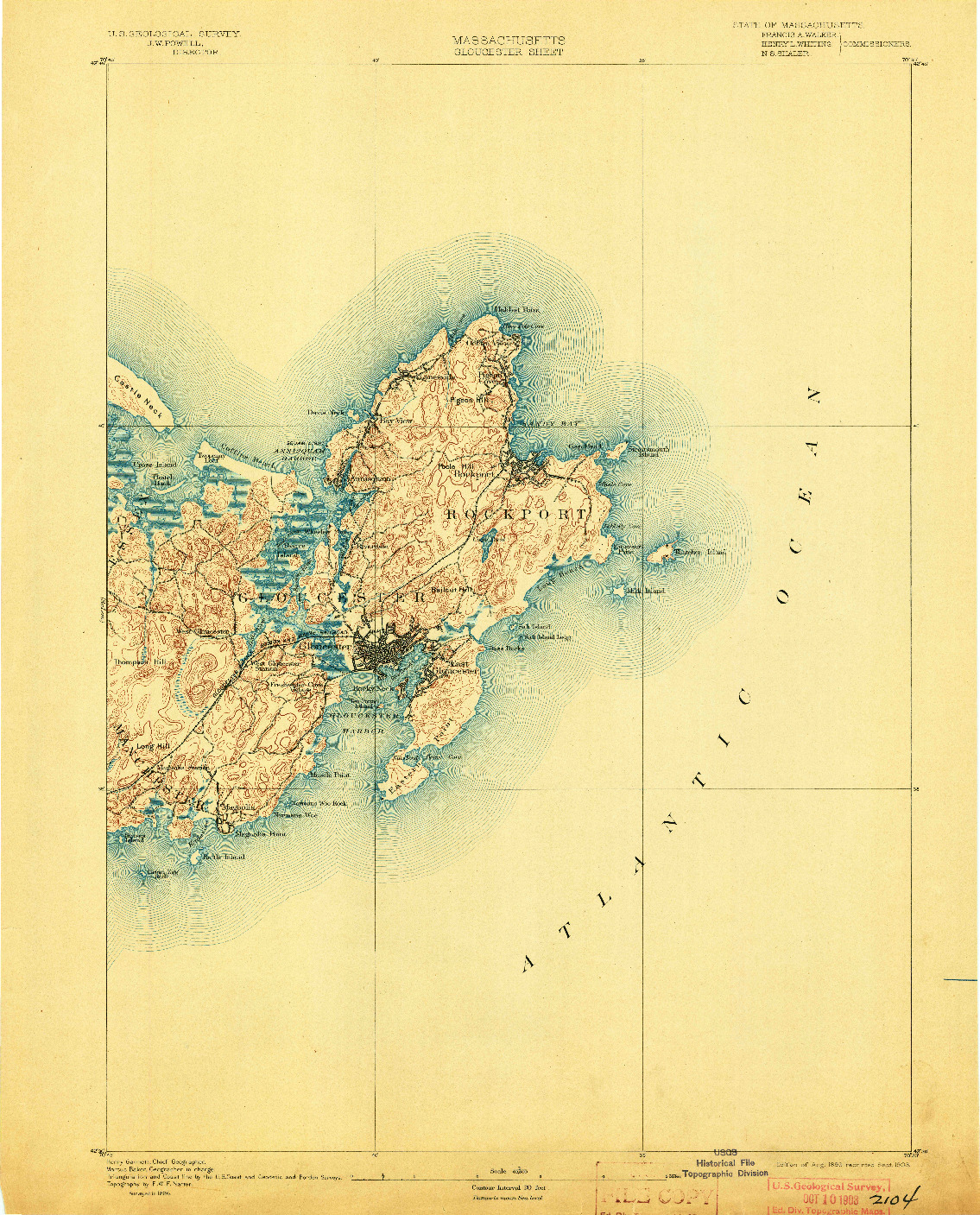 USGS 1:62500-SCALE QUADRANGLE FOR GLOUCESTER, MA 1893