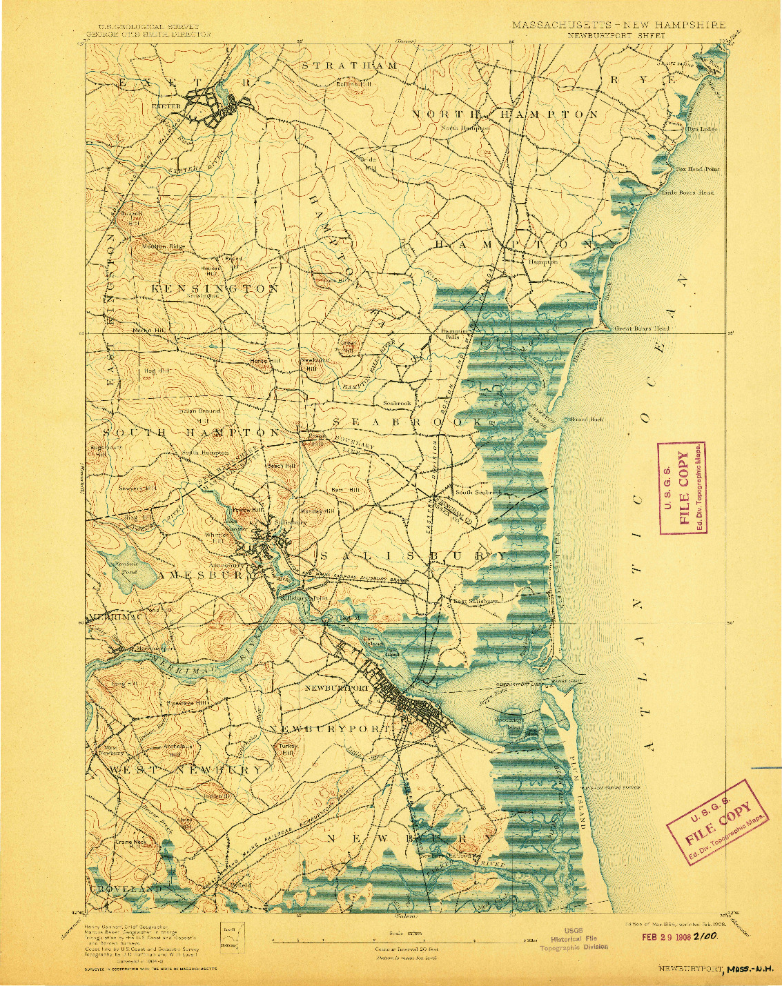 USGS 1:62500-SCALE QUADRANGLE FOR NEWBURYPORT, MA 1894