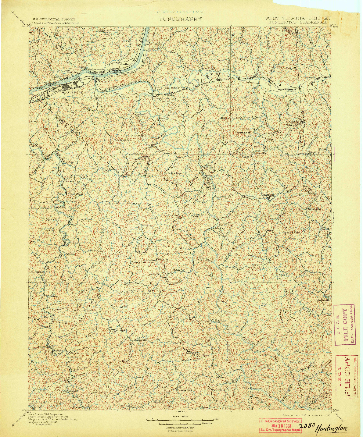 USGS 1:125000-SCALE QUADRANGLE FOR HUNTINGTON, WV 1898