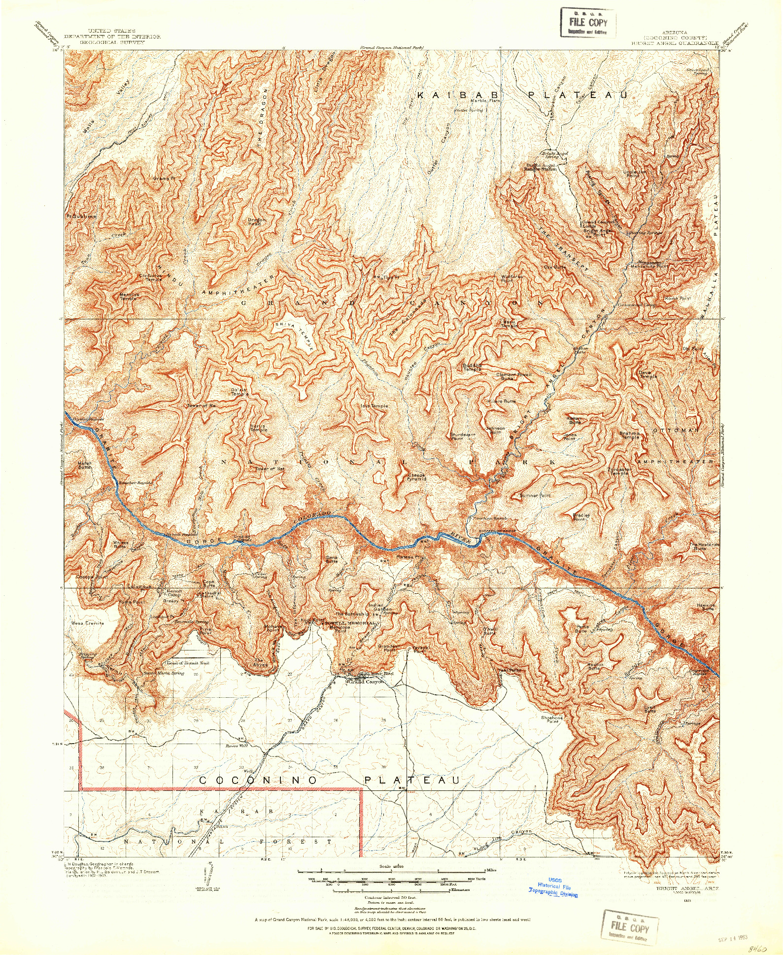 USGS 1:48000-SCALE QUADRANGLE FOR BRIGHT ANGEL, AZ 1903