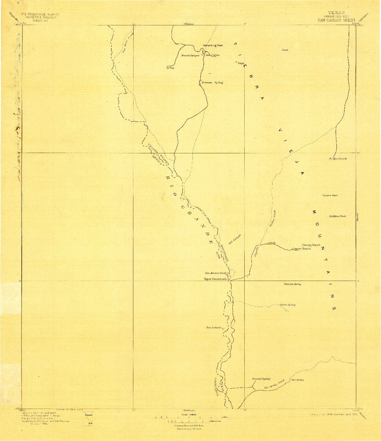 USGS 1:125000-SCALE QUADRANGLE FOR SAN CARLOS, TX 1896