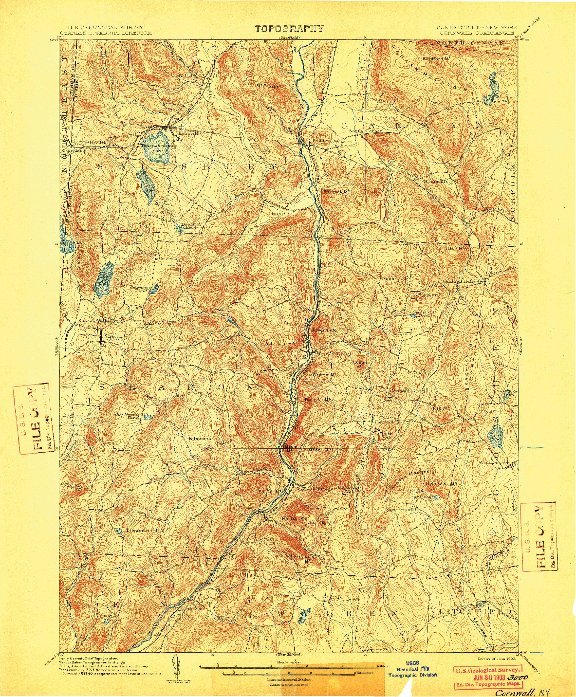 USGS 1:62500-SCALE QUADRANGLE FOR CORNWALL, CT 1903