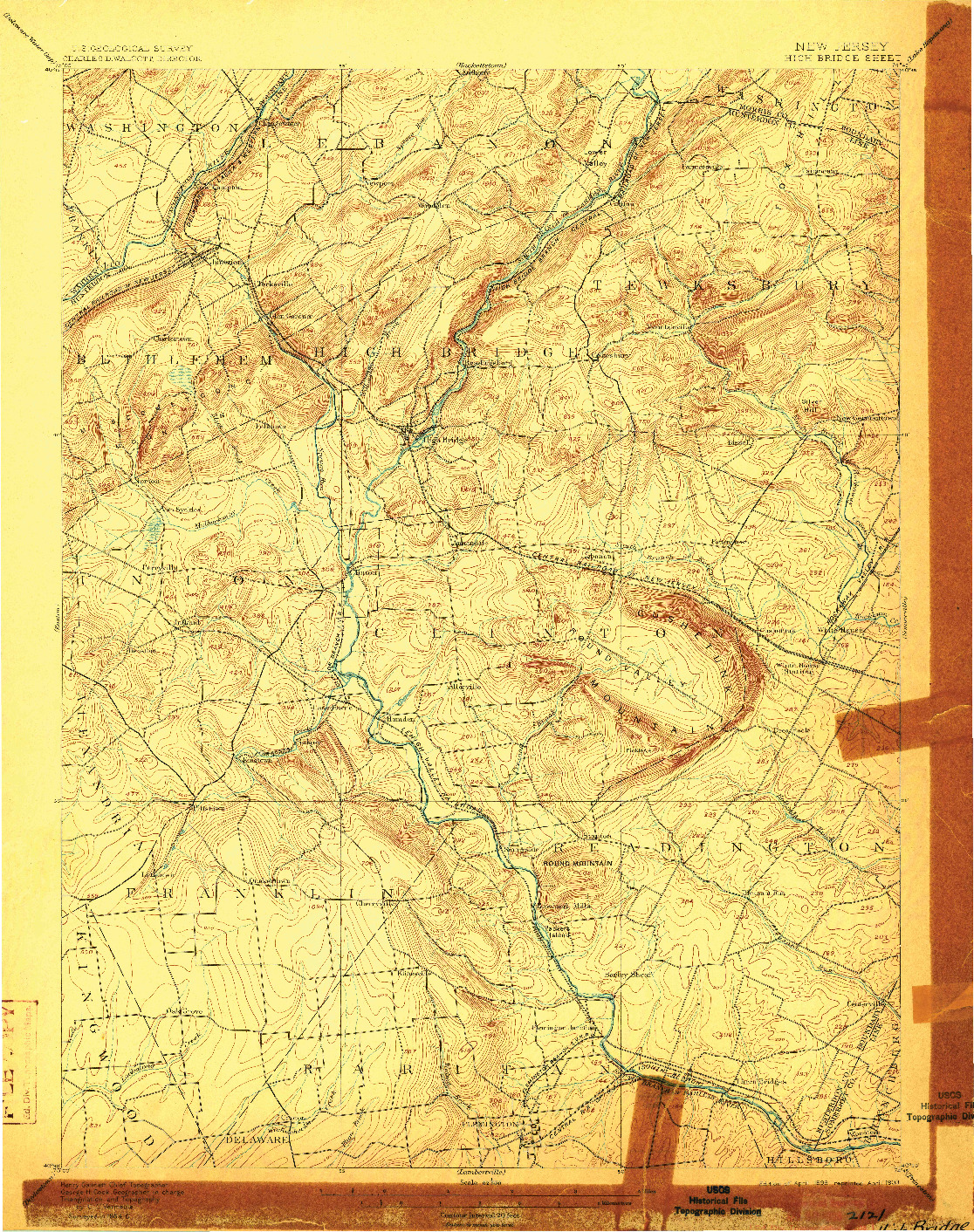 USGS 1:62500-SCALE QUADRANGLE FOR HIGH BRIDGE, NJ 1898