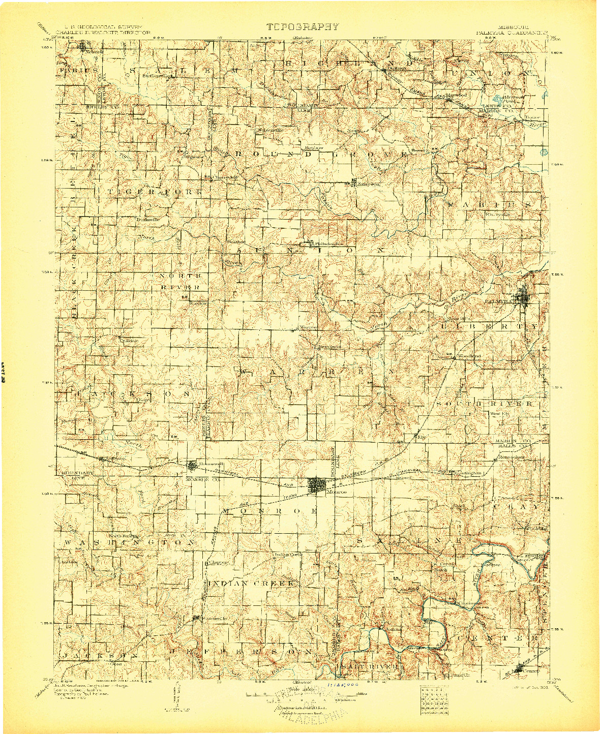 USGS 1:125000-SCALE QUADRANGLE FOR PALMYRA, MO 1903