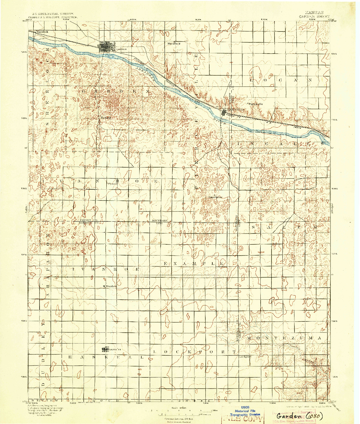USGS 1:125000-SCALE QUADRANGLE FOR GARDEN, KS 1896