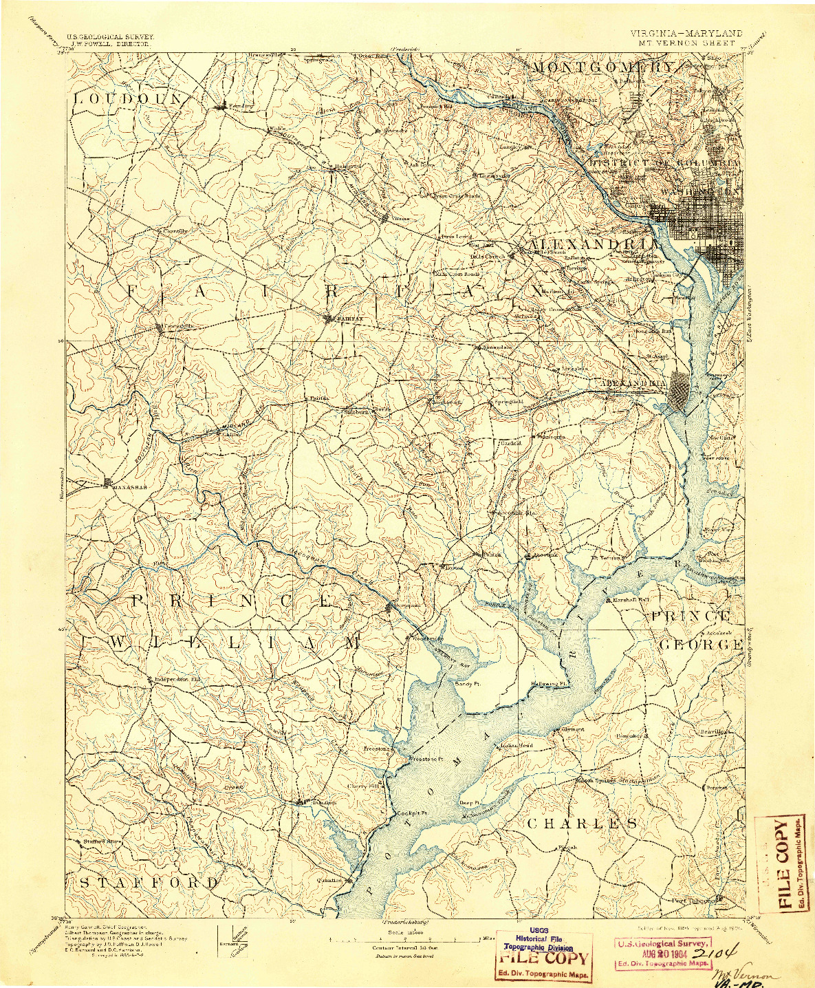 USGS 1:125000-SCALE QUADRANGLE FOR MT. VERNON, VA 1894