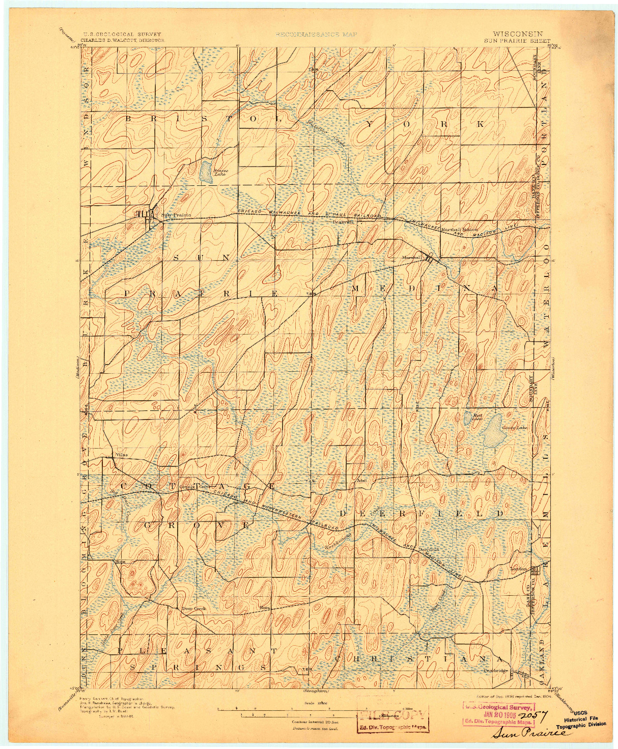USGS 1:62500-SCALE QUADRANGLE FOR SUN PRAIRIE, WI 1896