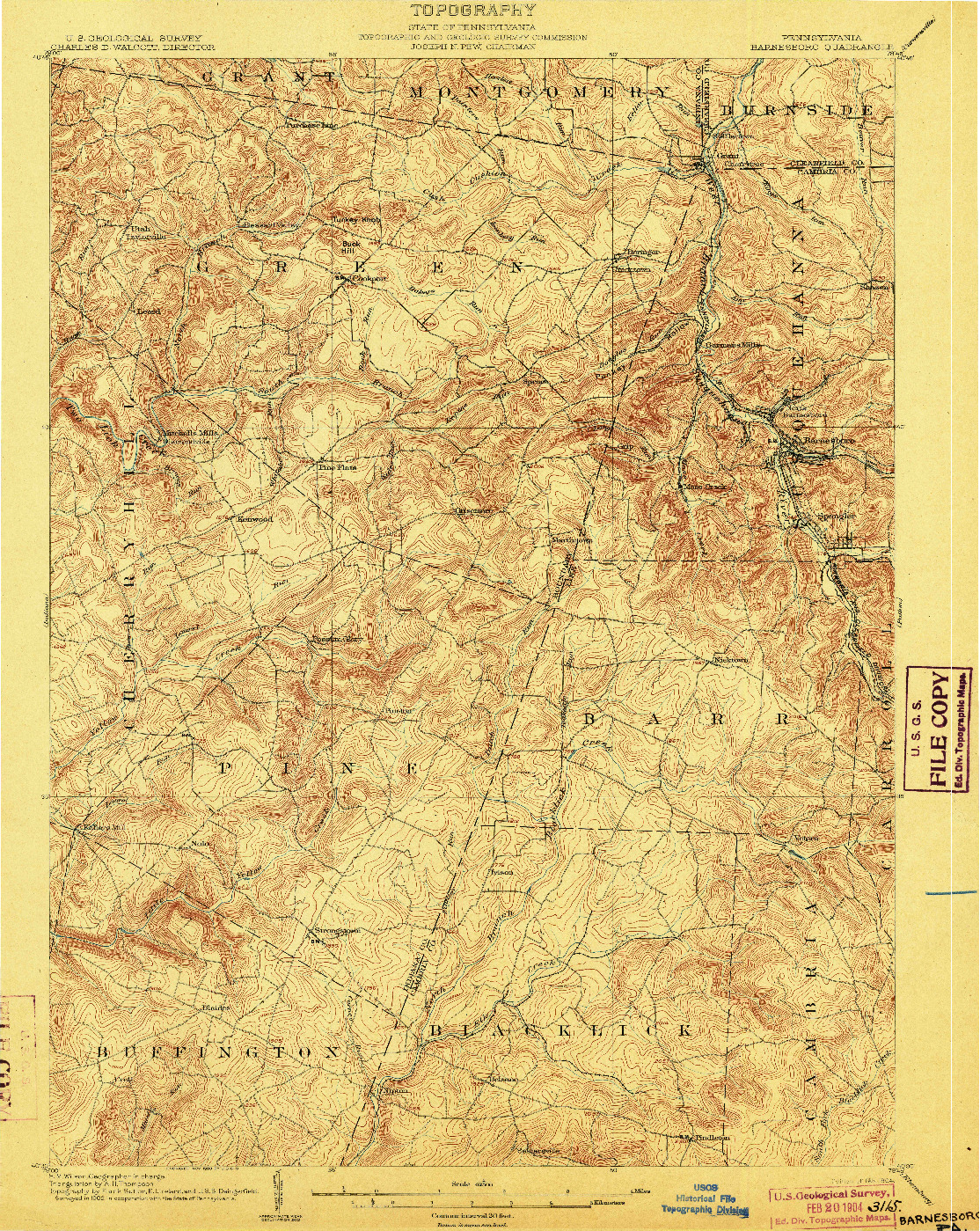 USGS 1:62500-SCALE QUADRANGLE FOR BARNESBORO, PA 1904