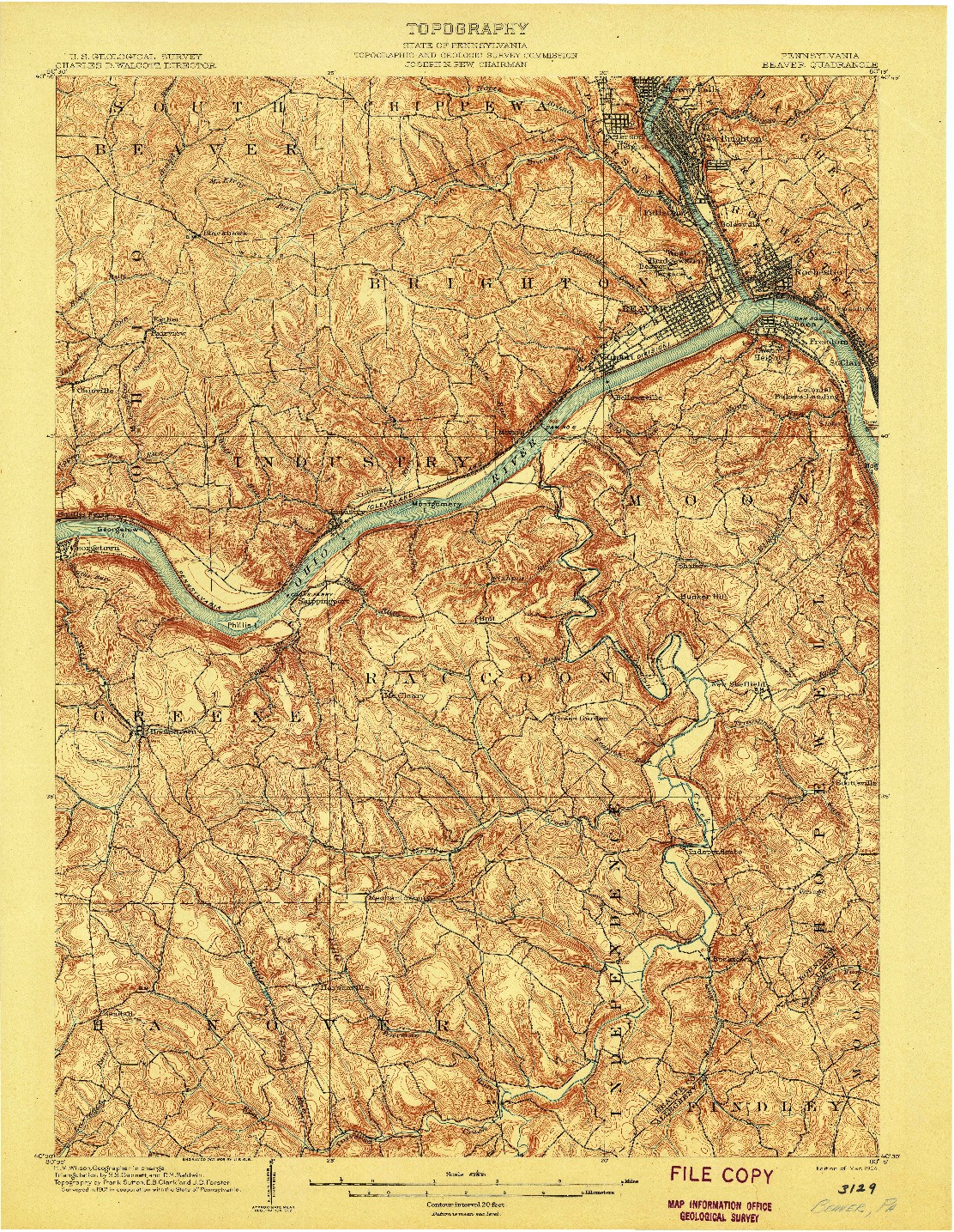 USGS 1:62500-SCALE QUADRANGLE FOR BEAVER, PA 1904