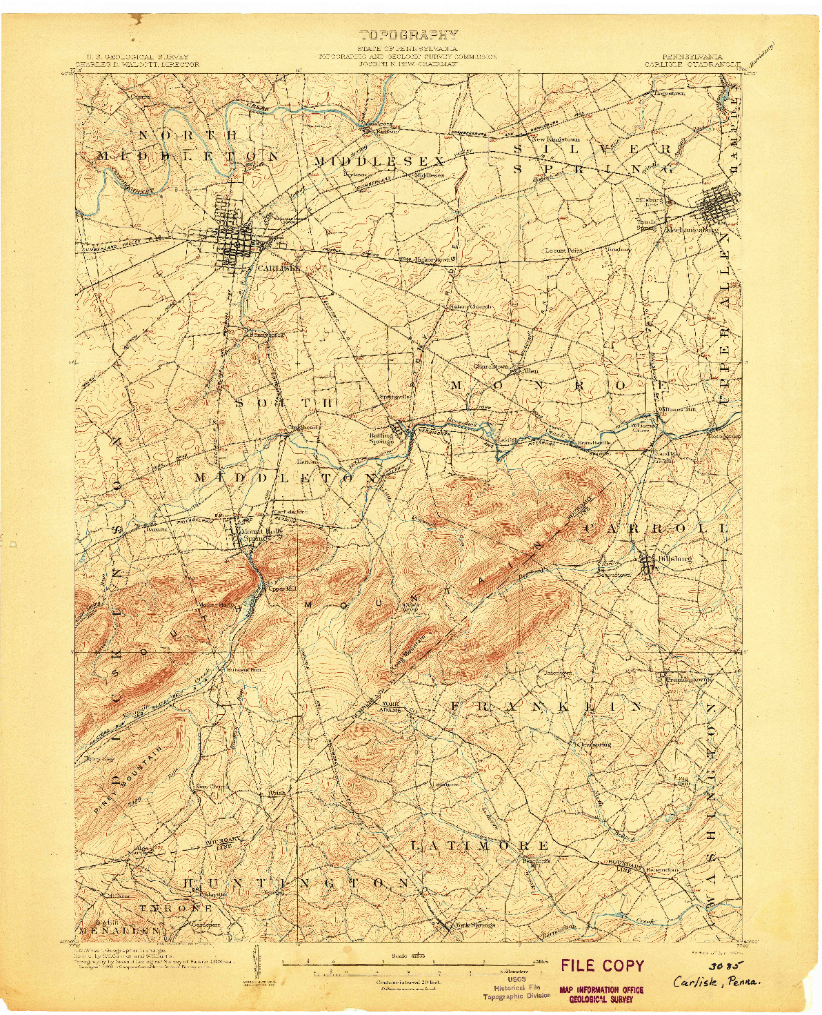 USGS 1:62500-SCALE QUADRANGLE FOR CARLISLE, PA 1904