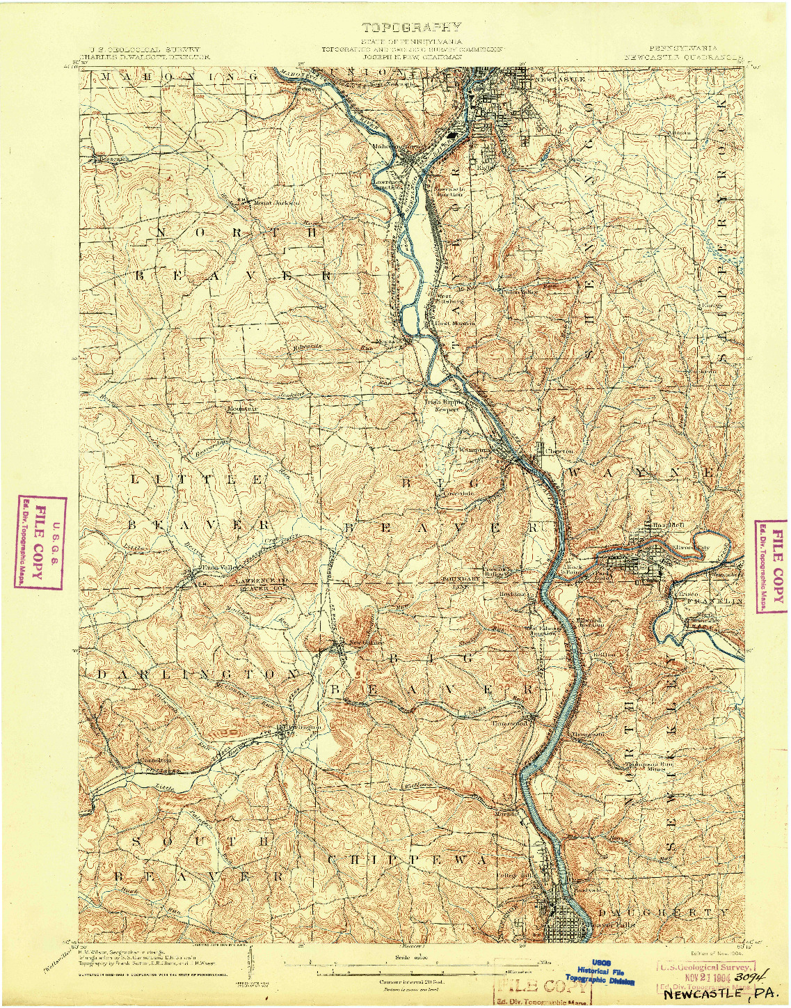 USGS 1:62500-SCALE QUADRANGLE FOR NEWCASTLE, PA 1904