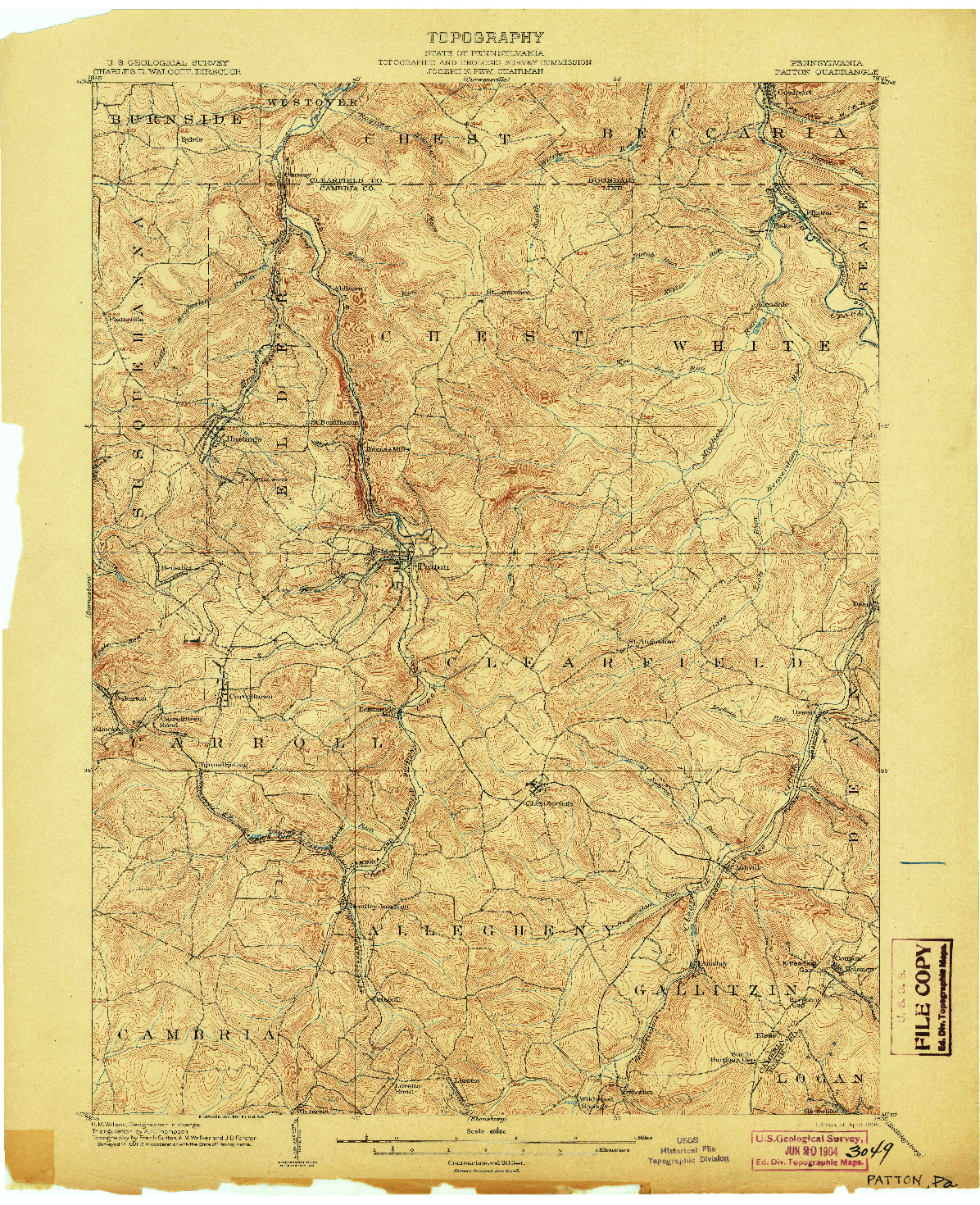 USGS 1:62500-SCALE QUADRANGLE FOR PATTON, PA 1904