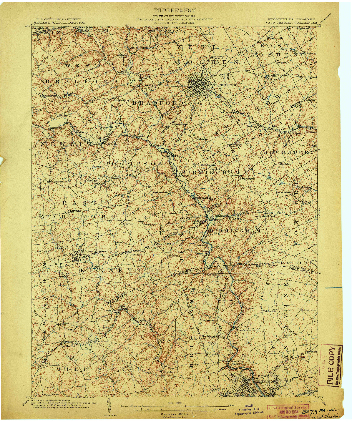 USGS 1:62500-SCALE QUADRANGLE FOR WEST CHESTER, PA 1904