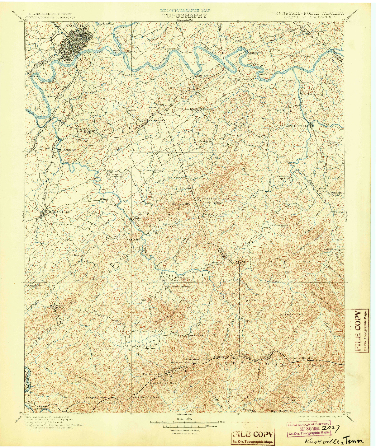 USGS 1:125000-SCALE QUADRANGLE FOR KNOXVILLE, TN 1901