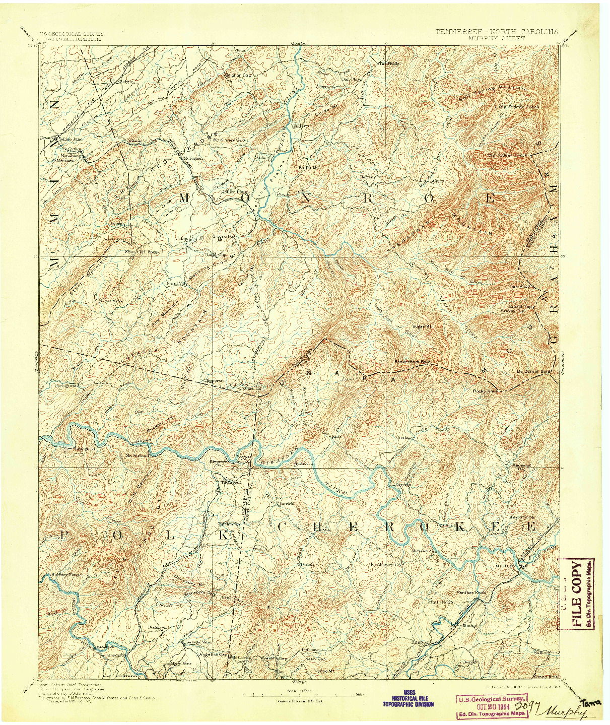 USGS 1:125000-SCALE QUADRANGLE FOR MURPHY, TN 1893