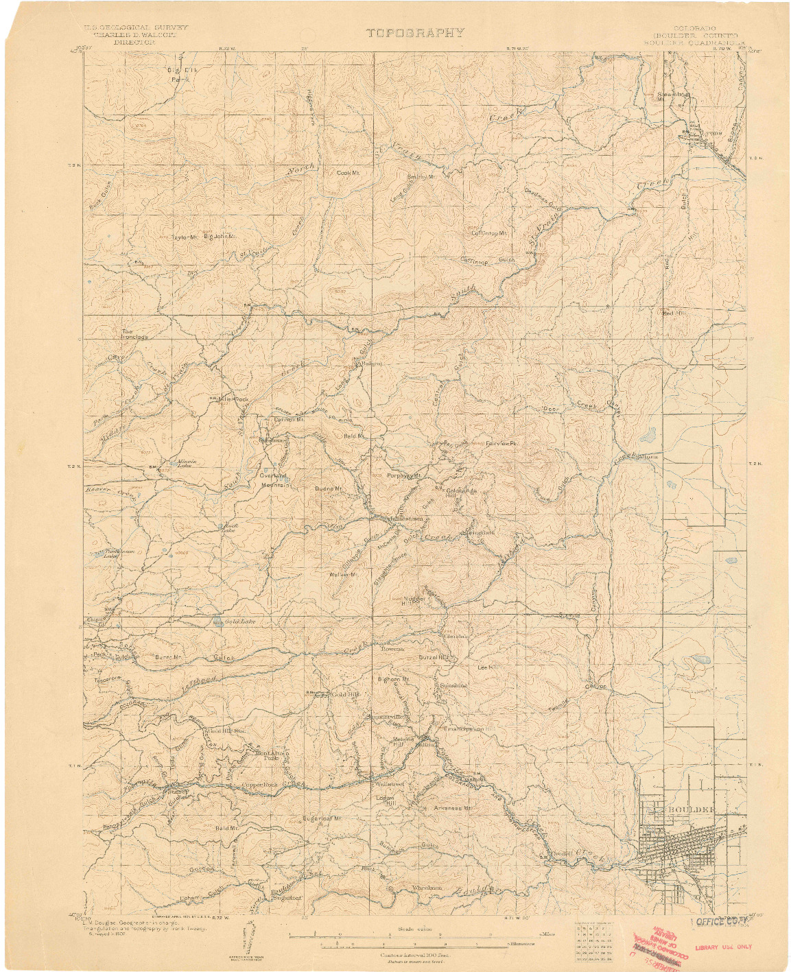 USGS 1:62500-SCALE QUADRANGLE FOR BOULDER, CO 1904