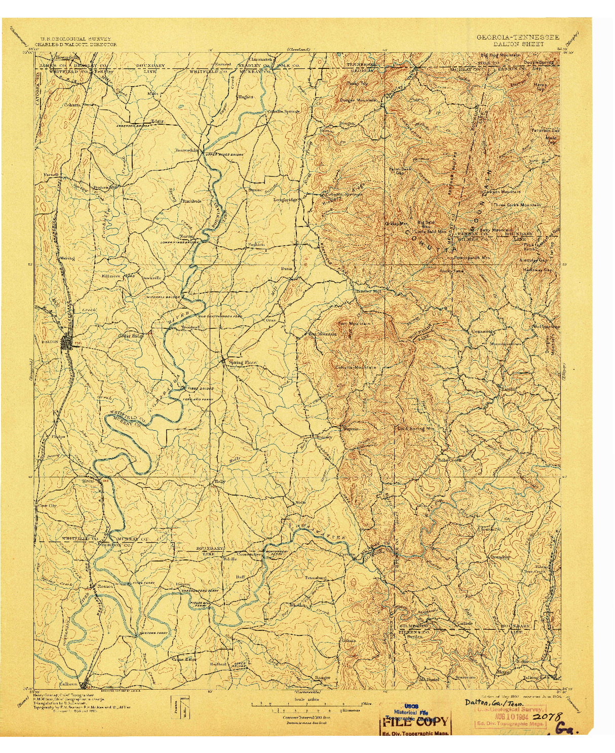 USGS 1:125000-SCALE QUADRANGLE FOR DALTON, GA 1897