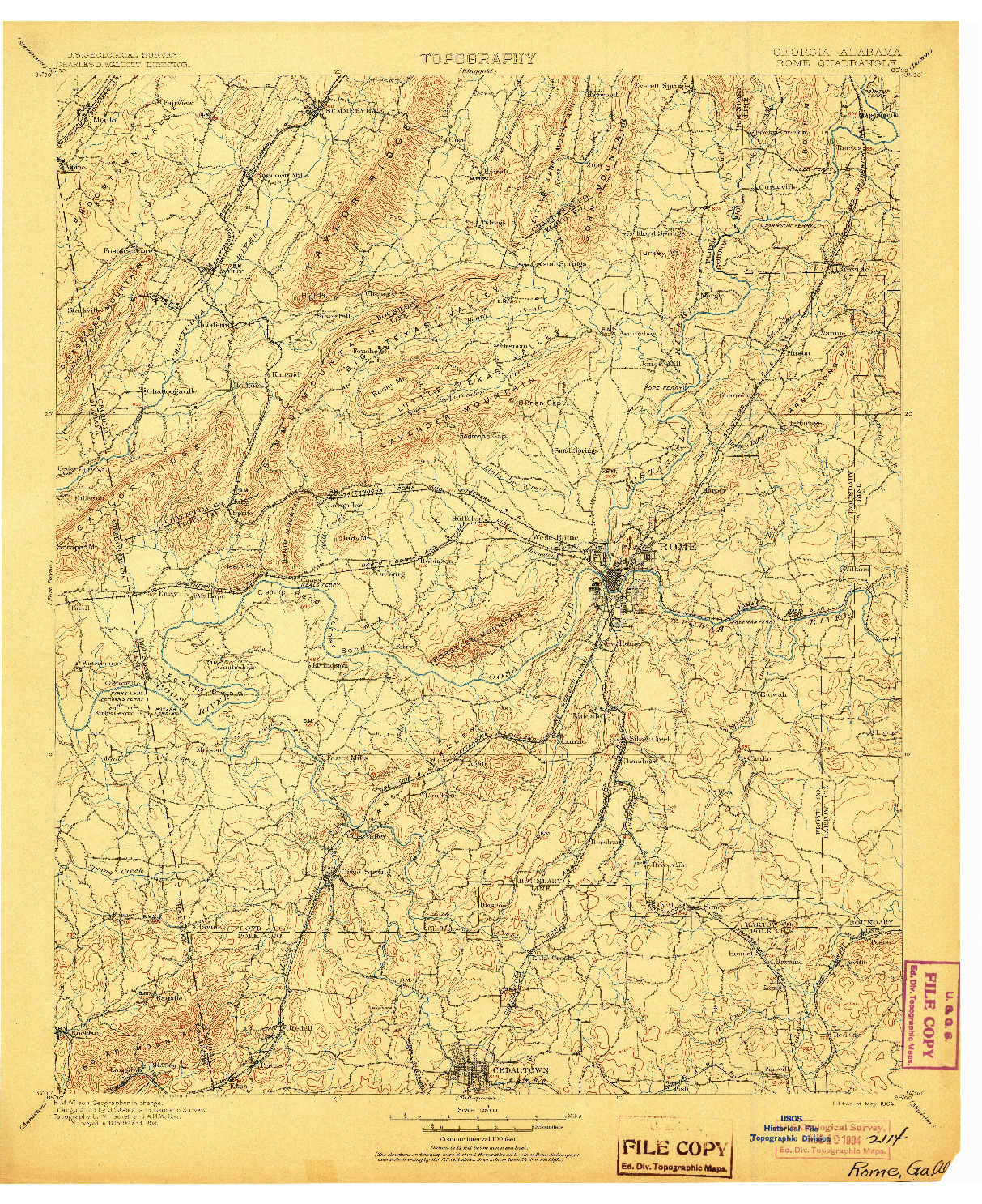USGS 1:125000-SCALE QUADRANGLE FOR ROME, GA 1904