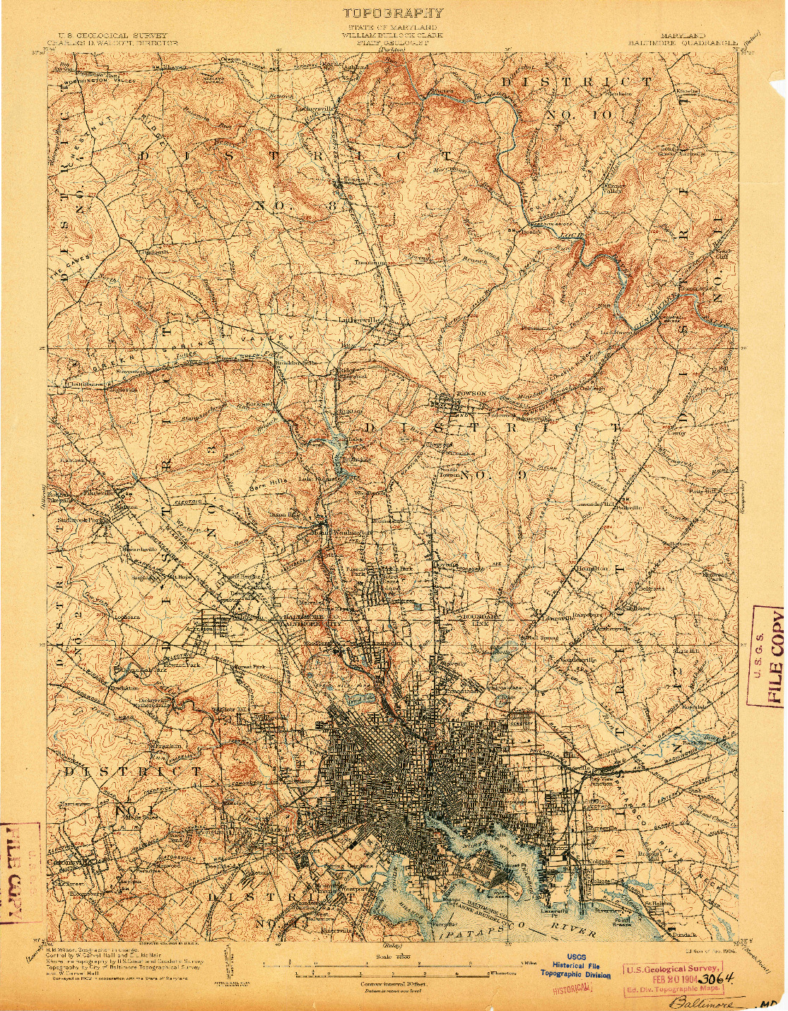 USGS 1:62500-SCALE QUADRANGLE FOR BALTIMORE, MD 1904