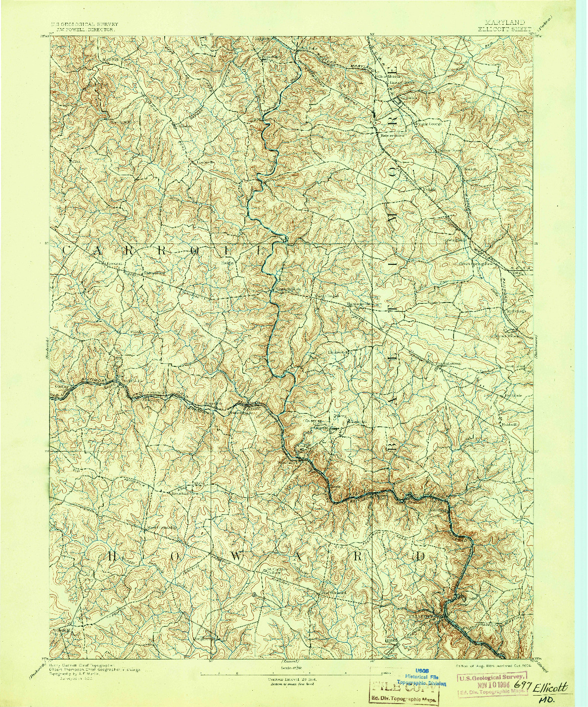 USGS 1:62500-SCALE QUADRANGLE FOR ELLICOTT, MD 1894