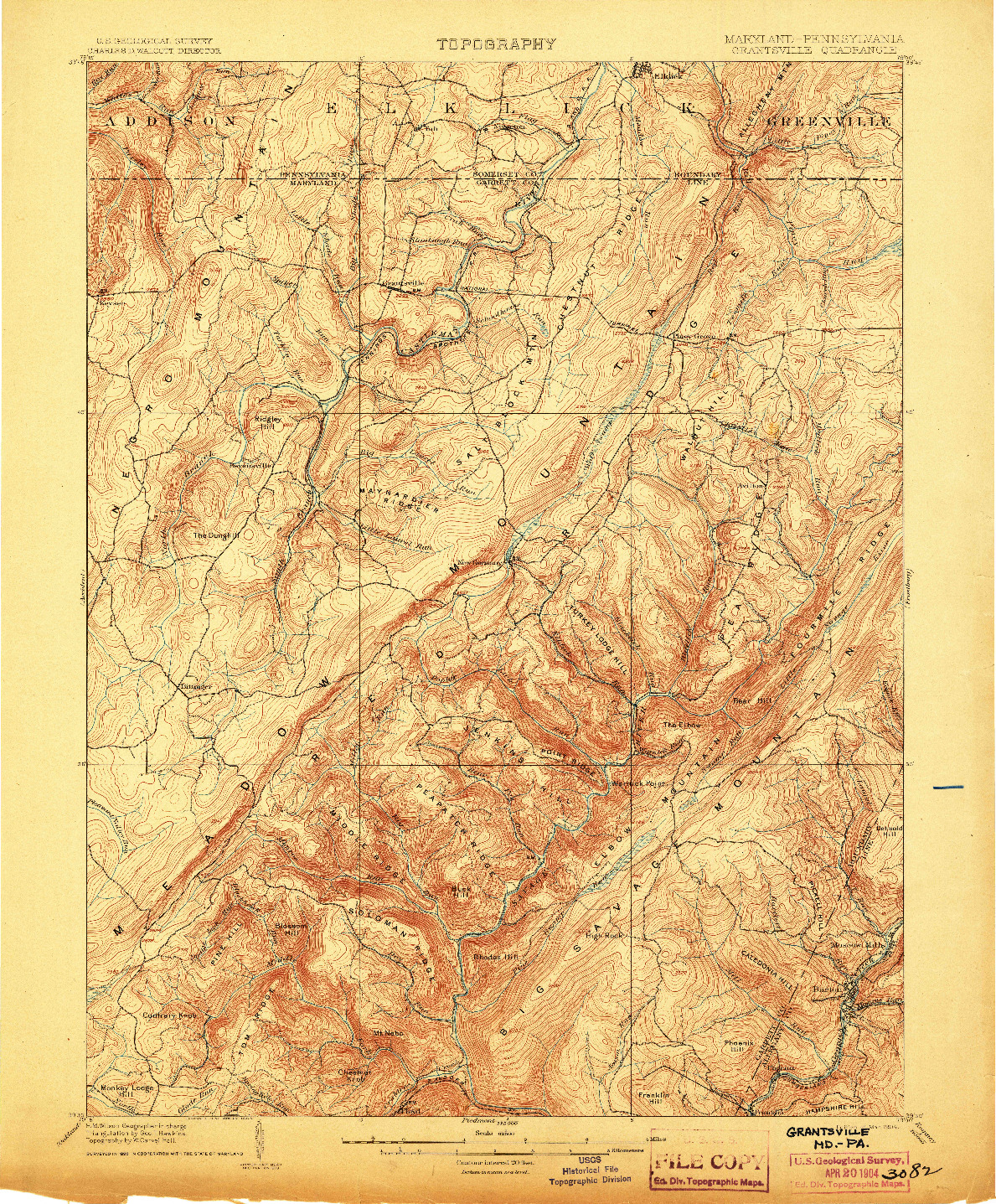 USGS 1:62500-SCALE QUADRANGLE FOR GRANTSVILLE, MD 1904