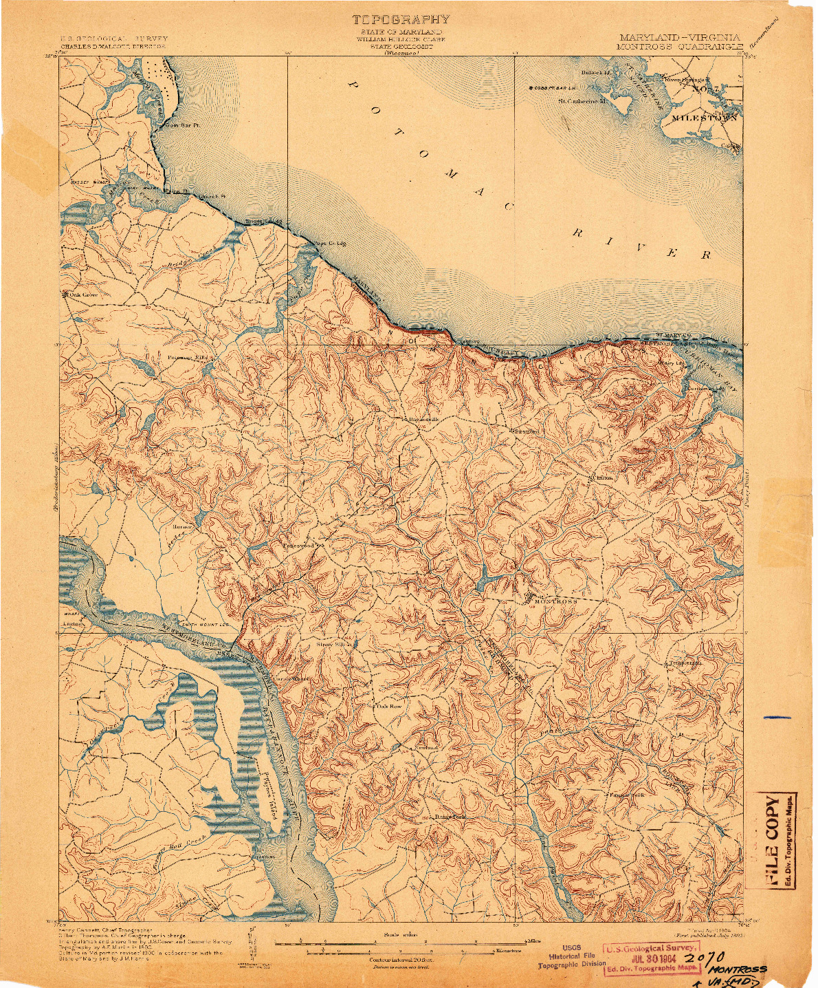 USGS 1:62500-SCALE QUADRANGLE FOR MONTROSS, MD 1892