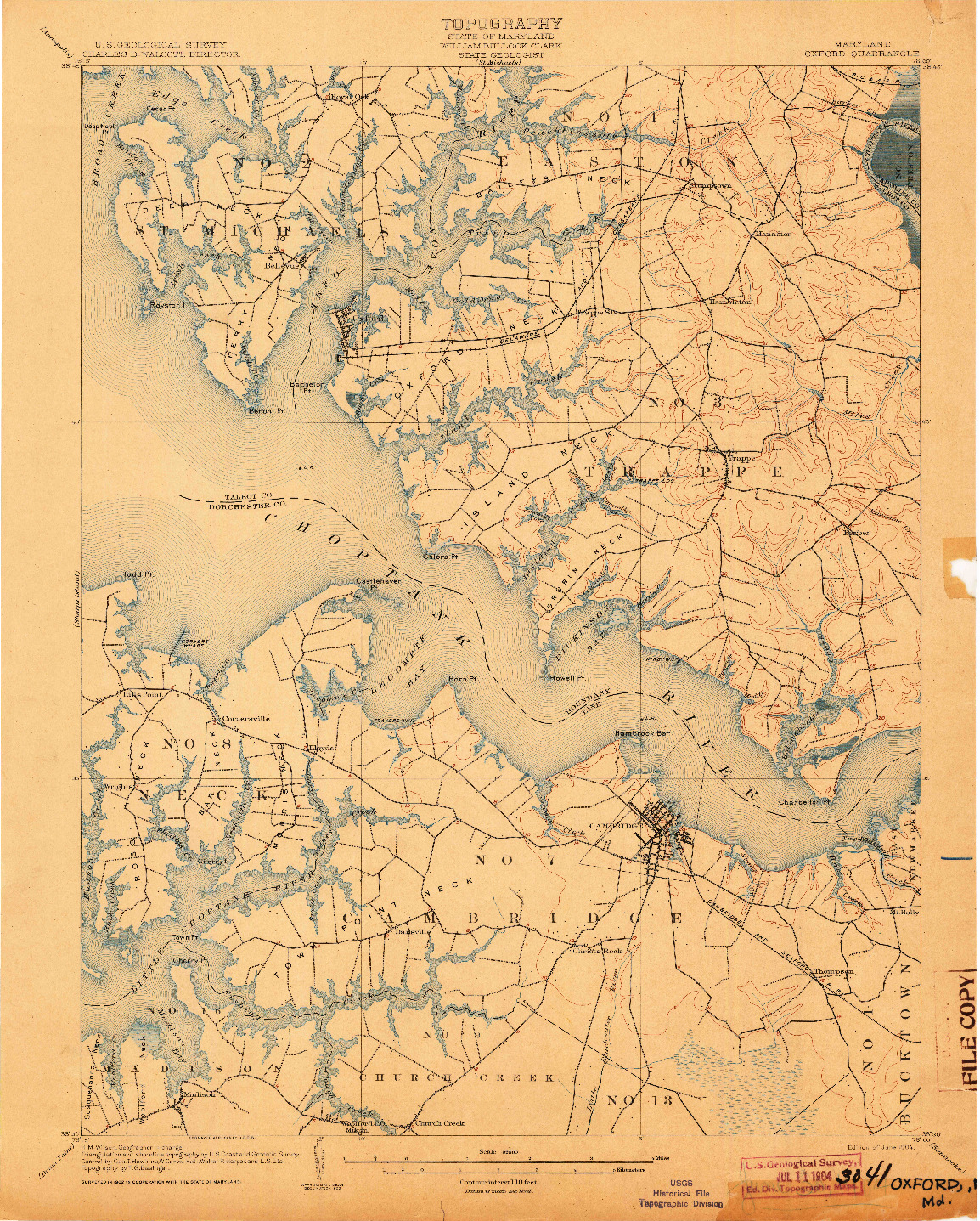 USGS 1:62500-SCALE QUADRANGLE FOR OXFORD, MD 1904