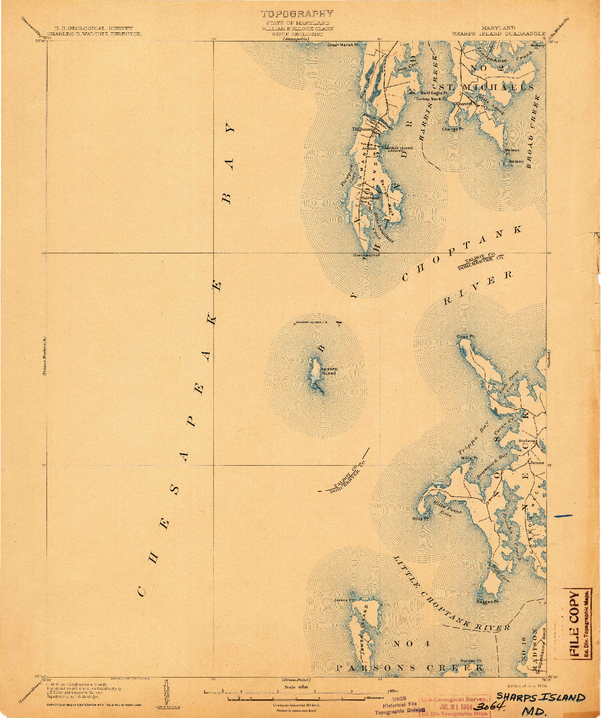 USGS 1:62500-SCALE QUADRANGLE FOR SHARPS ISLAND, MD 1904