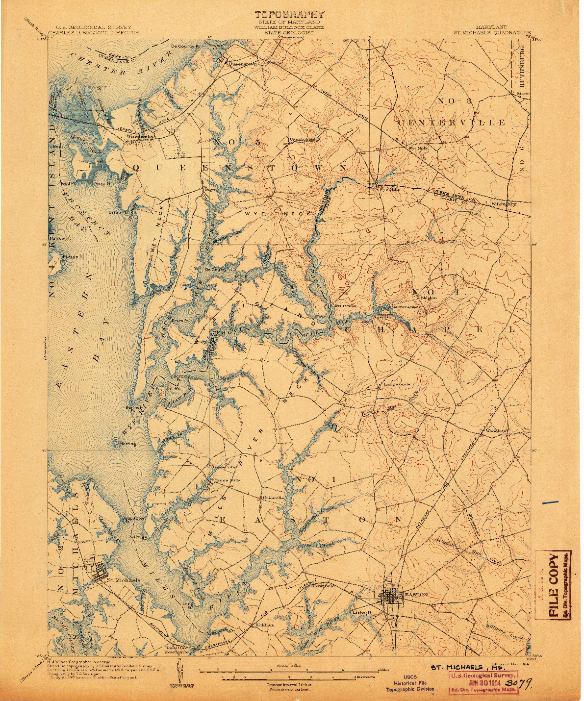 USGS 1:62500-SCALE QUADRANGLE FOR ST. MICHAELS, MD 1904