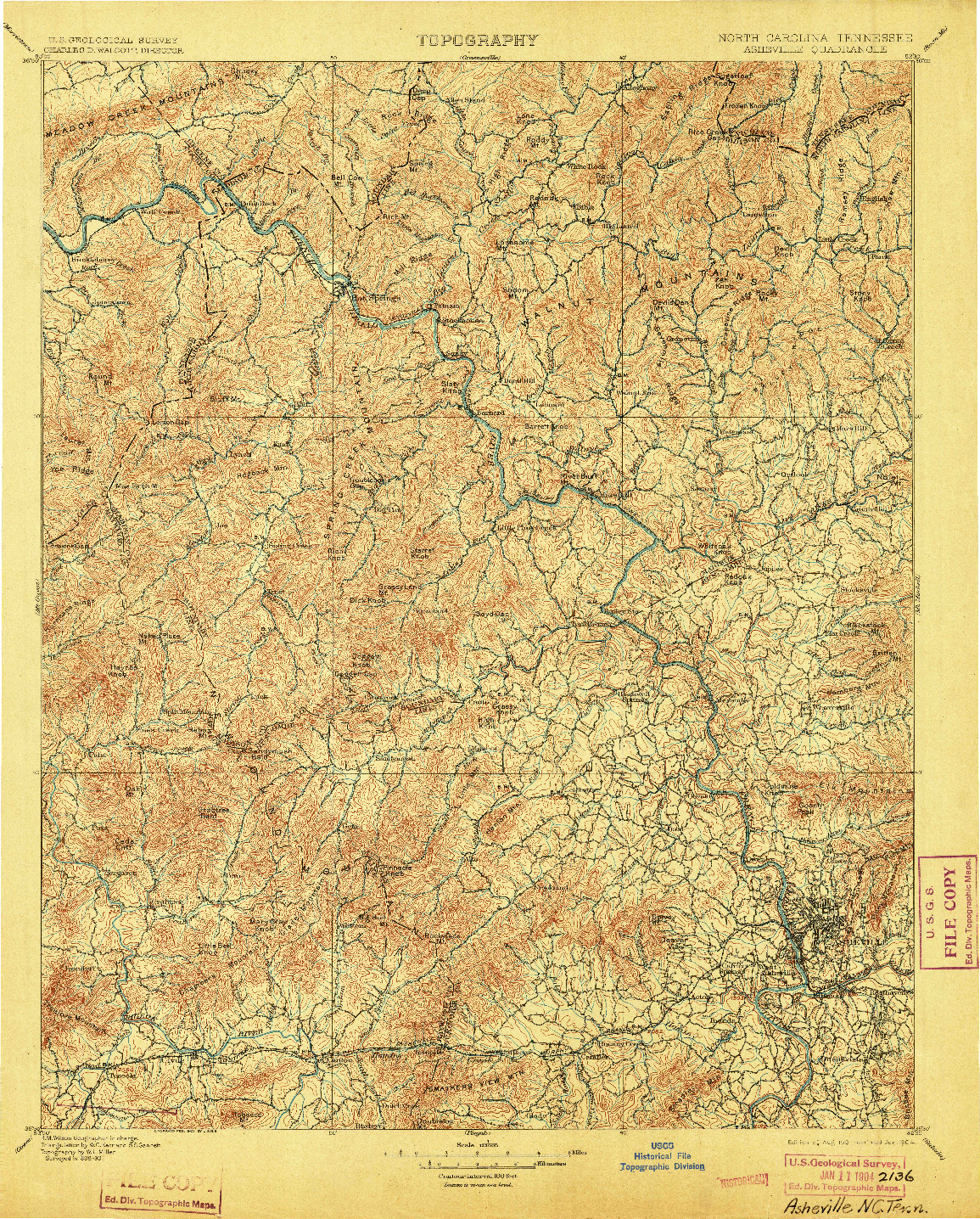 USGS 1:125000-SCALE QUADRANGLE FOR ASHEVILLE, NC 1901