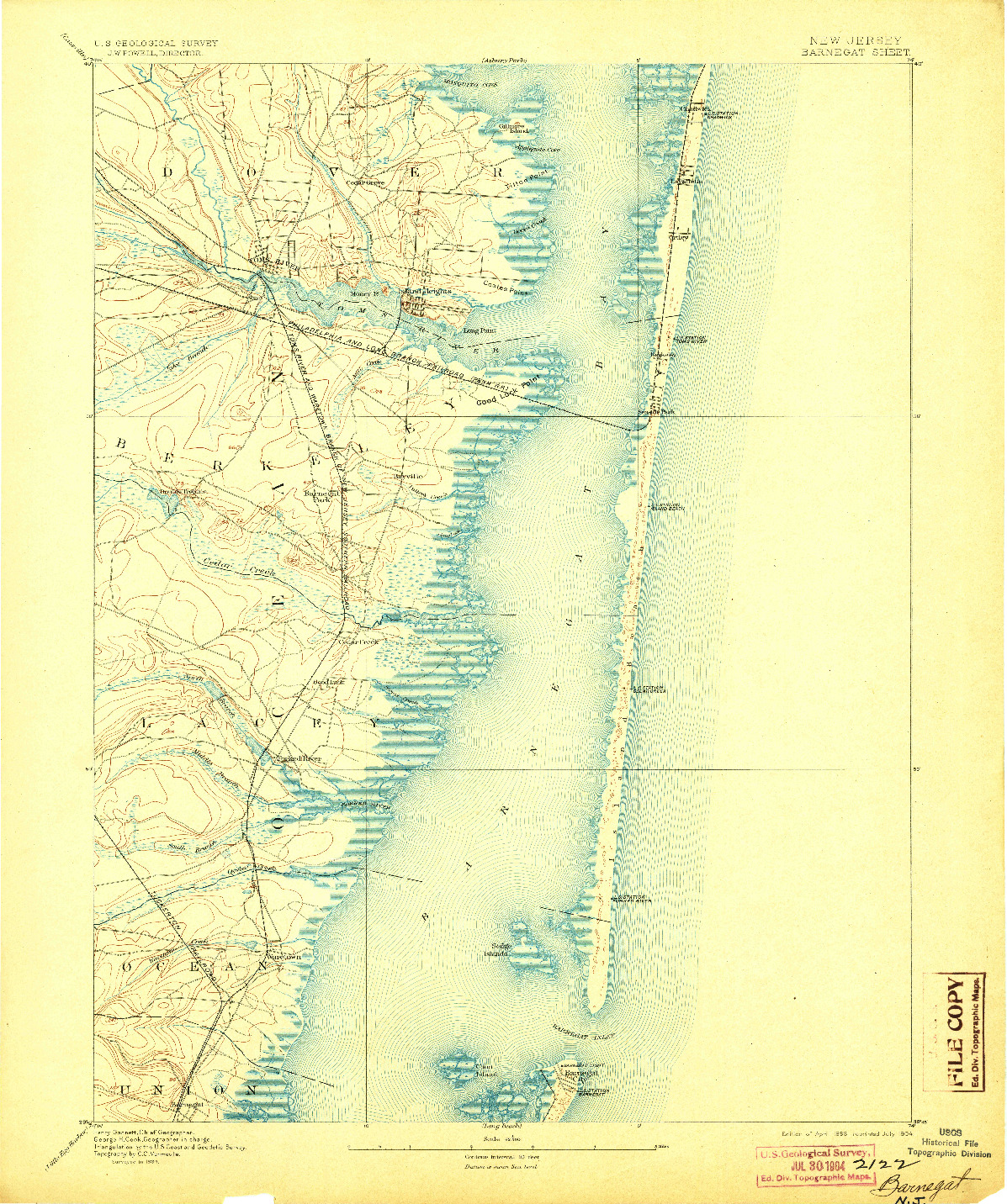 USGS 1:62500-SCALE QUADRANGLE FOR BARNEGAT, NJ 1898